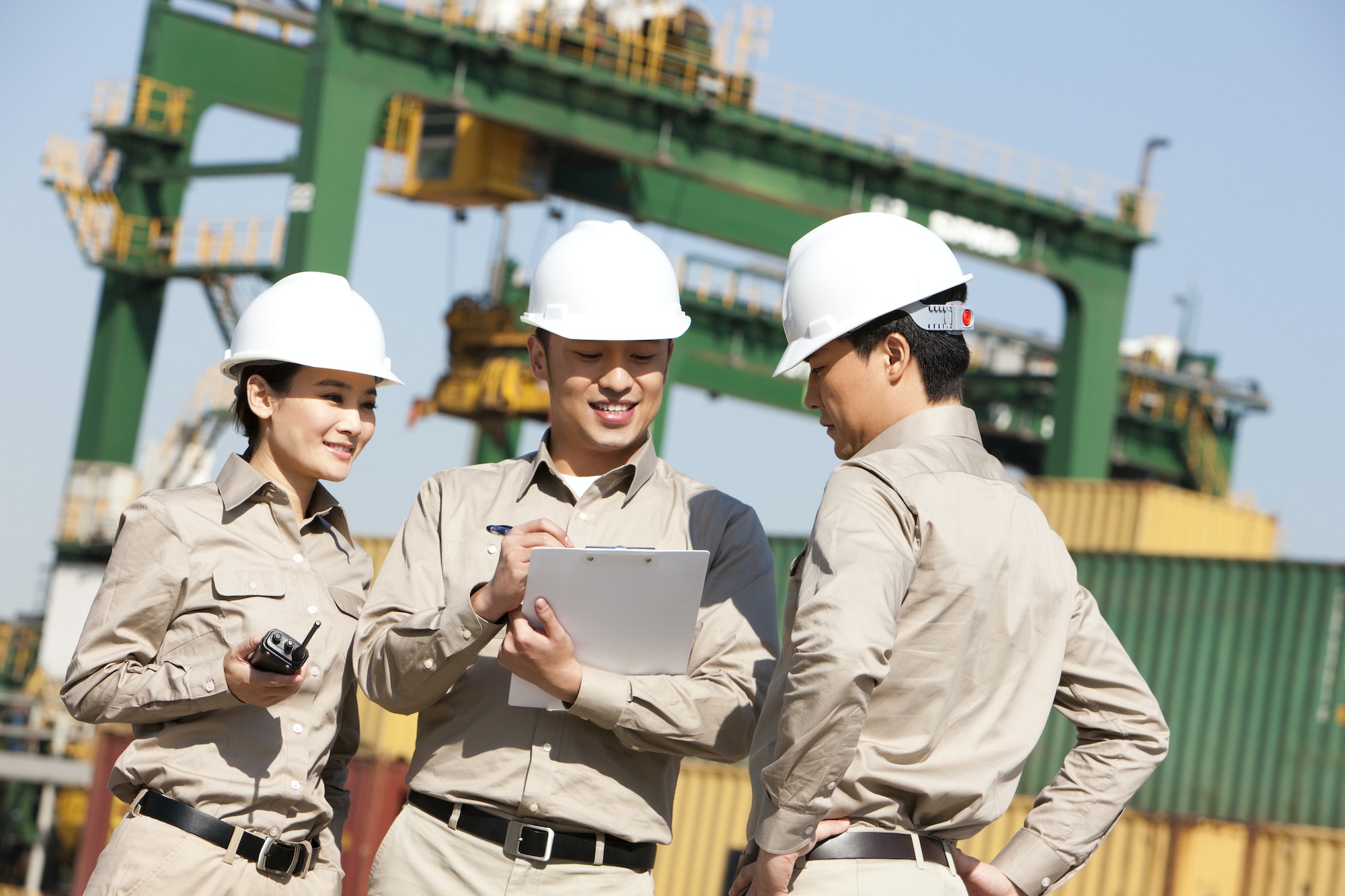 shipping industry workers at work